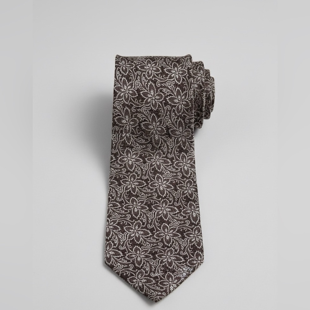 Express Men's Gray and‎ Black Floral Necktie